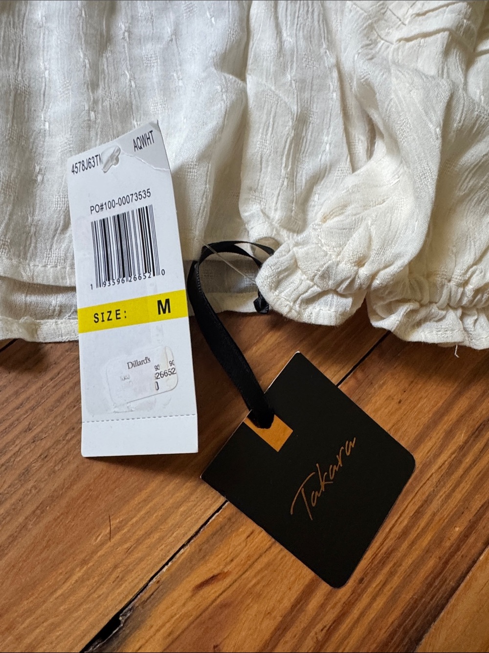 Takara Cream V-Neck Lace Trim Peasant Tunic - Picture 5 of 6